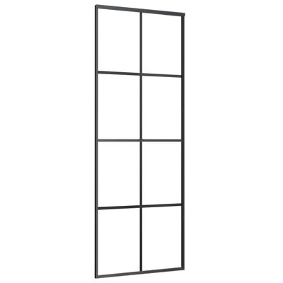 vidaXL Drzwi przesuwne, aluminium i szkło ESG, 76x205 cm, czarne