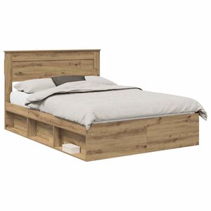 vidaXL Ramka ł&oacute;żka Dąb rzemieślniczy 140 x 190 cm Lite drewno sosnowe
