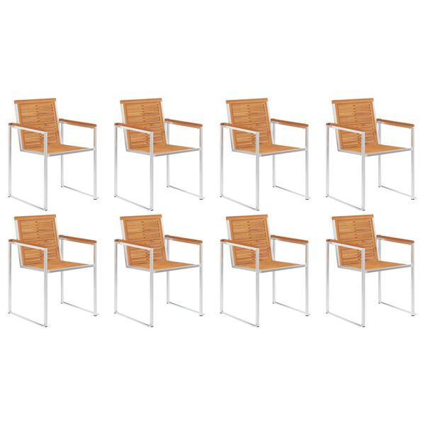 vidaXL Krzesła ogrodowe z poduszkami, 8 szt., lite drewno akacjowe