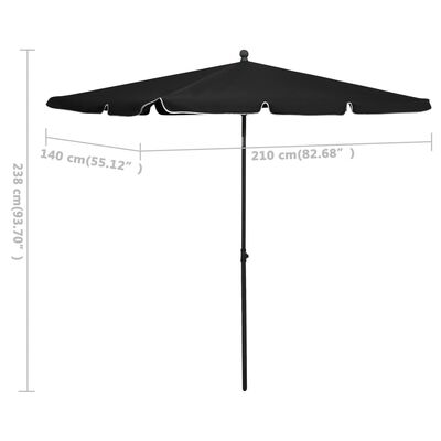 vidaXL Parasol ogrodowy na słupku, 210x140 cm, czarny