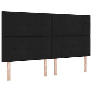 vidaXL Ł&oacute;żko z sprężyną LED Z zagł&oacute;wkiem Czarny 180 x 200 cm tkanina
