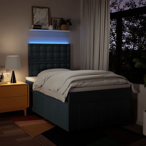 vidaXL Ł&oacute;żko kontynentalne z materacem, niebieskie, tkanina 120x200 cm