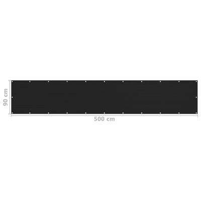 vidaXL Parawan balkonowy, czarny, 90x500 cm, HDPE