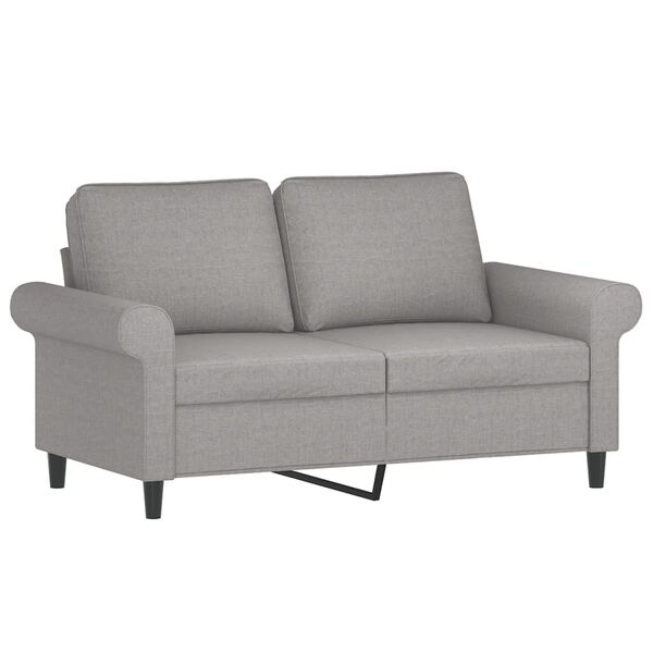 vidaXL 2-osobowa sofa z poduszkami, jasnoszara, 120 cm, tkanina