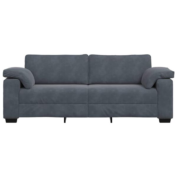 vidaXL Sofa 3-osobowa, ciemnoszara, 178 cm, obita aksamitem