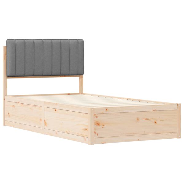 vidaXL Ramka ł&oacute;żka z tapicerowanym wezgłowiem Jasnoszary 100 x 200 cm