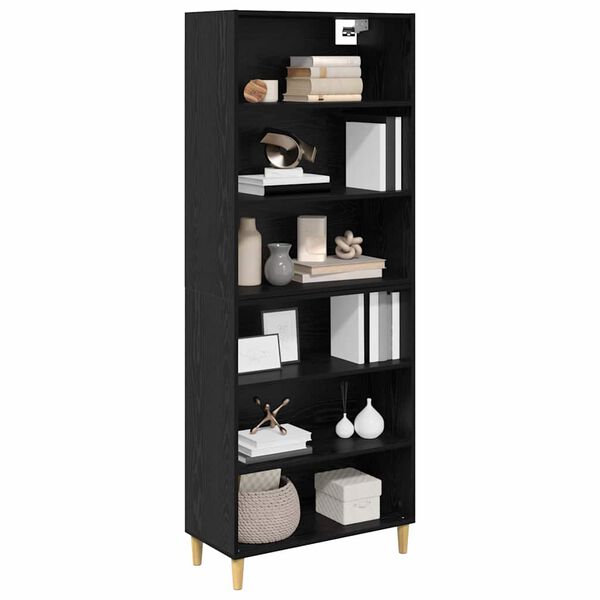 vidaXL Highboard Czarny Dąb 69,5 x 32,5 x 180 cm