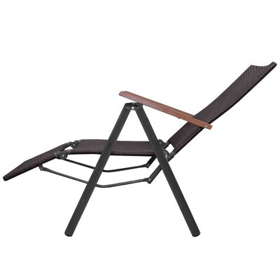 vidaXL Rozkładane krzesło tarasowe, polirattan, brązowe