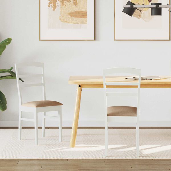 vidaXL Krzesło jadalniane 2 pcs Biały i brązowy Drewno Gumowe