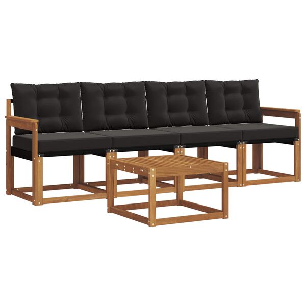 vidaXL Zestaw sof na zewnątrz z poduszką 5 pcs Naturalny i czarny
