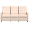 vidaXL Rozkładany fotel masujący, 3-os., kremowy, obity tkaniną