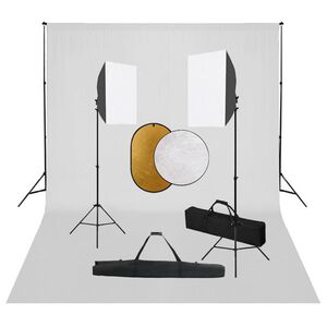 vidaXL Zestaw studyjny z lampami softbox, tłem i blendami
