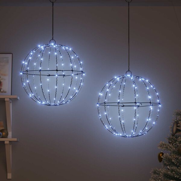 vidaXL Piłka 2 pcs Zimna biel 40,5 x 40,5 x 42 cm Metal