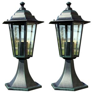 vidaXL Lampy ogrodowe, 2 szt., ciemnozielone/czarne, aluminium