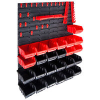 vidaXL 29-częściowy organizer na panelach ściennych, czerwono-czarny