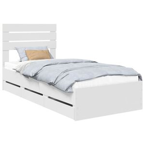 vidaXL Ramka ł&oacute;żka z szufladą Biały 75 x 190 cm Drewno inżynieryjne