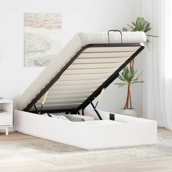 vidaXL Ł&oacute;żko otomanowe Biały 80 x 200 cm Lite drewno sosnowe