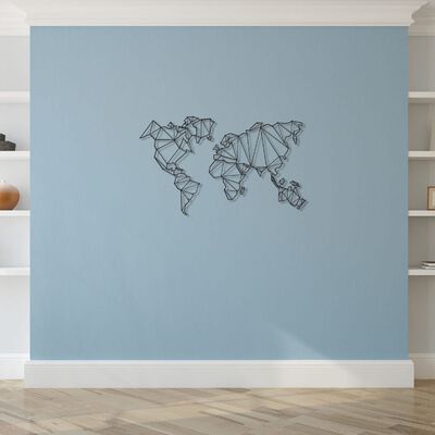 Homemania Dekoracja ścienna World Map, 120x72 cm, metalowa, czarna