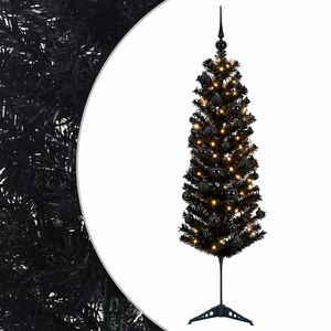 vidaXL Sztuczna wąska choinka z bombkami 120 cm 150 LED Ciepła biel