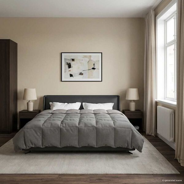 vidaXL Letni Kołdra Kwiłtowany Jasnoszary 200 x 220 cm Mikrofibra