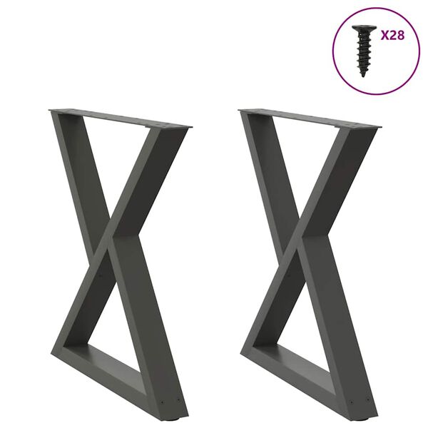 vidaXL Nogi do stołu jadalnego 2 szt. Antracyt 80x(72-73,3) cm Stal