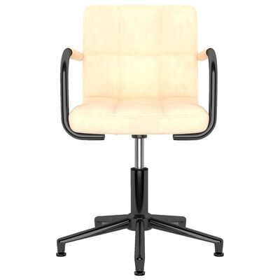 vidaXL Obrotowe krzesło stołowe, kremowe, obite aksamitem