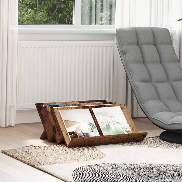 vidaXL Regał na gazety z p&oacute;łką Stare drewno 65 x 53 x 28,5 cm