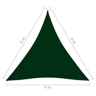 vidaXL Trójkątny żagiel ogrodowy, tkanina Oxford, 4x4x4 m, zielony