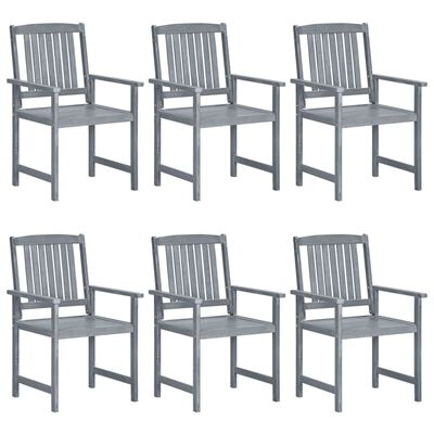 vidaXL Krzesła ogrodowe z poduszkami, 6 szt., drewno akacjowe, szare