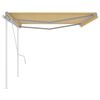 vidaXL Ręcznie zwijana markiza z słupkami, 5x3,5 m, ż&oacute;łto-biała