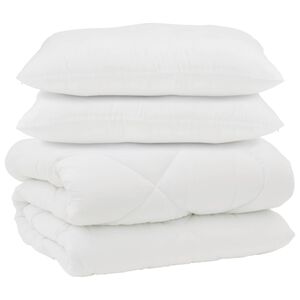 vidaXL Duvet z poduszkami z poduszką 3 pcs Biały Mikrofibra i Puch