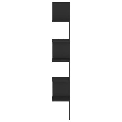 vidaXL Narożna półka ścienna, czarna, 20x20x127,5 cm