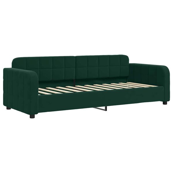 vidaXL Sofa rozsuwana z materacami, ciemnozielona, 80x200 cm, aksamit