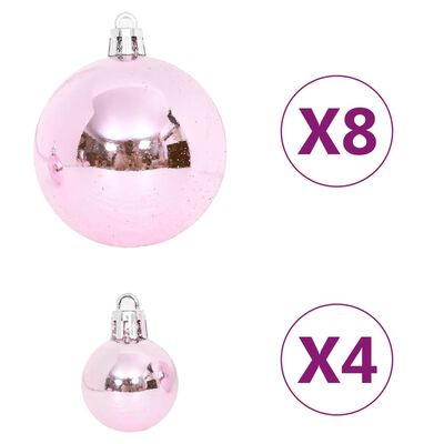 vidaXL 65-cz. zestaw ozdób świątecznych, róż/czerwień/biel