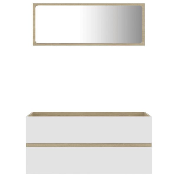 vidaXL 2-częściowy zestaw mebli łazienkowych, biel i dąb sonoma, płyta