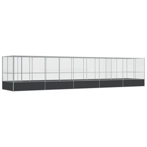 vidaXL Woliera z przedłużeniem, srebrna, 1039x207x212 cm, stal
