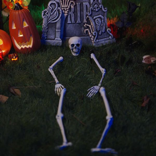 vidaXL Szkielet Halloween Biały 45,5 x 13 cm Z tworzywa sztucznego