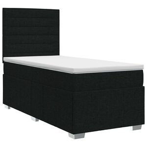 vidaXL Ł&oacute;żko kontynentalne z materacem Czarny 80 x 200 cm tkanina