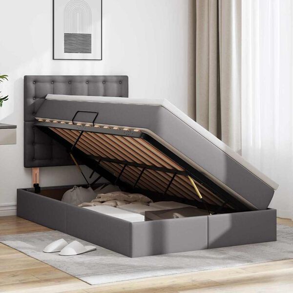 vidaXL Łóżko z miejscem na przechowywanie i LED Szary 120 x 190 cm