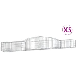 vidaXL Kosze gabionowe, 5 szt, 400x50x40/60 cm, galwanizowane żelazo