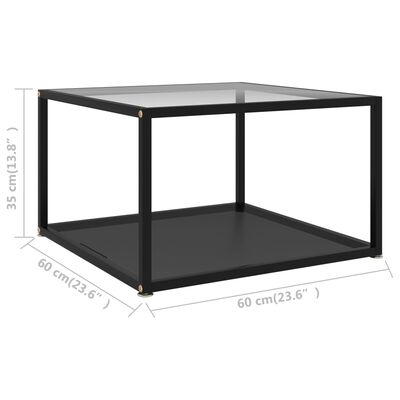 vidaXL Stolik kawowy, przezroczysto-czarny, 60x60x35 cm, szkło