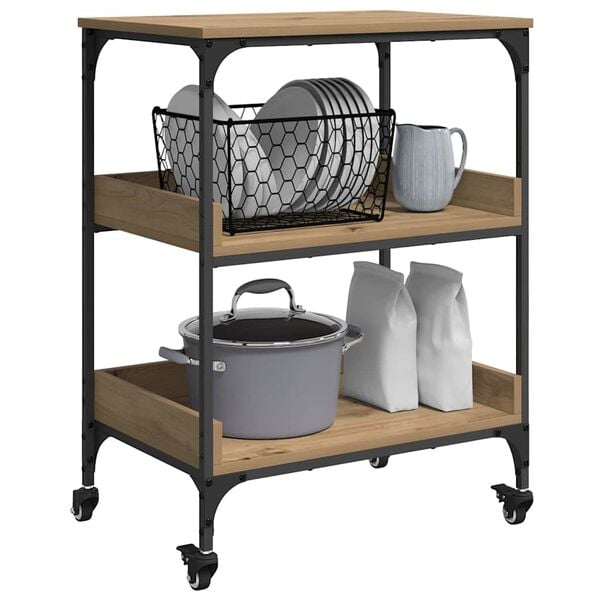 vidaXL W&oacute;zek Kuchenny Dąb rzemieślniczy 60 x 41 x 80.5 cm