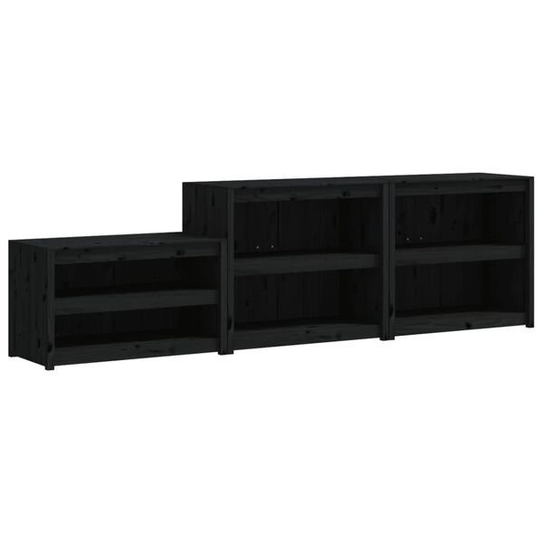 vidaXL Szafki kuchenne na zewnątrz, 3 szt, czarne, lite drewno sosnowe