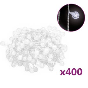 vidaXL Lampki świąteczne, 40 m, 400 diod LED, zimna biel, 8 funkcji