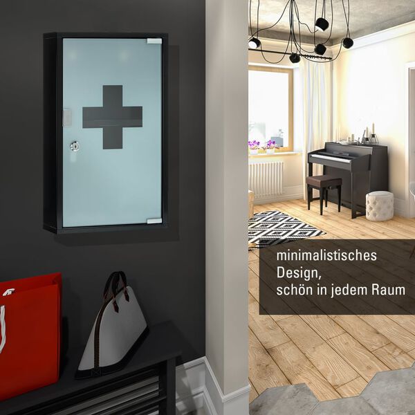 FIRST AID ONLY Szafka na leki, 30x12x50 cm, czarna