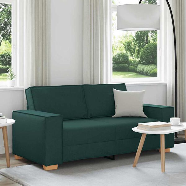 vidaXL Sofa 2-osobowa Ciemnozielona 140 cm Tkanina