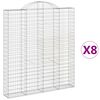 vidaXL Kosze gabionowe, 8 szt, 200x30x220/240 cm, galwanizowane żelazo