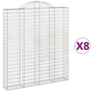 vidaXL Kosze gabionowe, 8 szt, 200x30x220/240 cm, galwanizowane żelazo