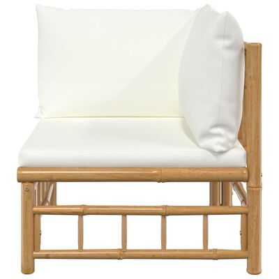vidaXL Ogrodowa sofa narożna, kremowe poduszki, bambus