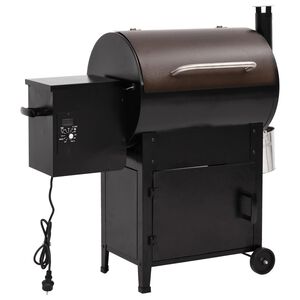 vidaXL Grill na pellet z kominem, czarny, 104 cm, żelazo